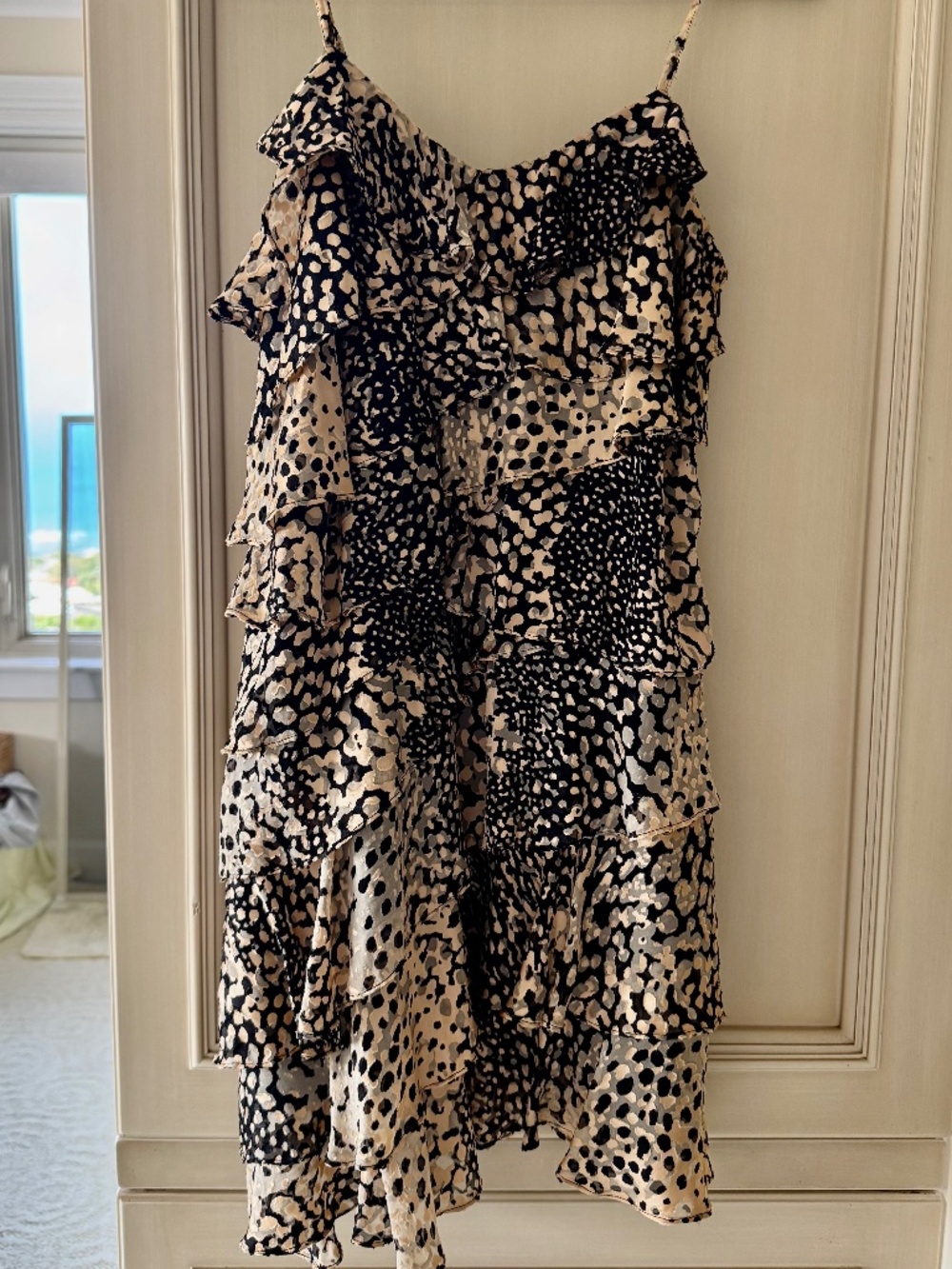 Rachel Zoe Animal Print Flirty Ruffle Dress Sz 4